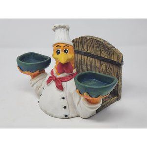 Vintage Ceramic Rooster Salt‎ And Pepper Shaker And Napkin Holder All In One